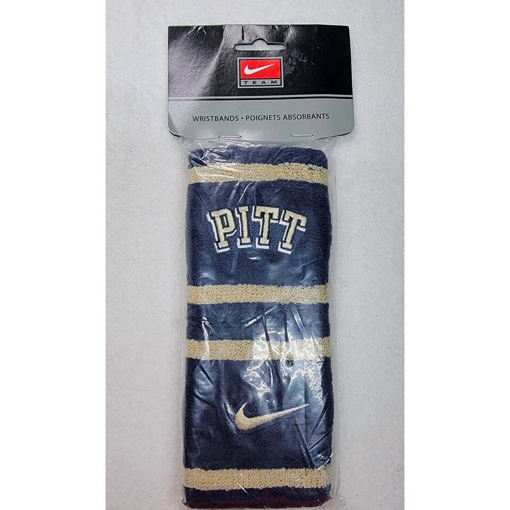 Nike Team Pitt Panthers Wristbands Embroidered Blue‎ Gold New
